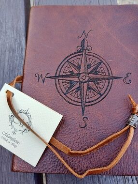 NWT Manufactus Italian Leather Compass Journal - Barnes & Noble Exclusive ✨